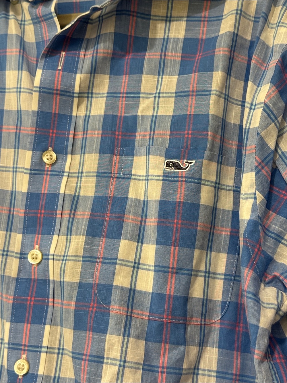 Vineyard Vines Blue, White & Pink Plaid Long-Sleeve Button-Down Shirt - Picture 3 of 3